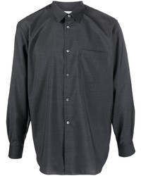 Мужская темно-серая шерстяная рубашка с длинным рукавом от Comme Des Garcons SHIRT