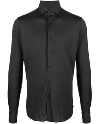 Мужская темно-серая шерстяная рубашка с длинным рукавом от Dell'oglio