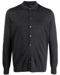 Мужская темно-серая шерстяная рубашка с длинным рукавом от Lardini