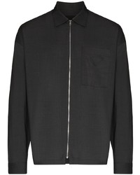 Мужская темно-серая шерстяная рубашка с длинным рукавом от Prada