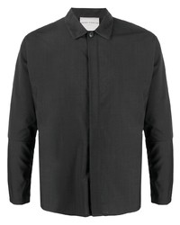 Мужская темно-серая шерстяная рубашка с длинным рукавом от Stephan Schneider