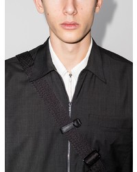 Мужская темно-серая шерстяная рубашка с длинным рукавом от Prada