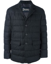 Мужская темно-серая шерстяная стеганая куртка от Herno