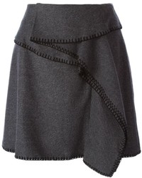 Темно-серая шерстяная юбка-трапеция от Kenzo