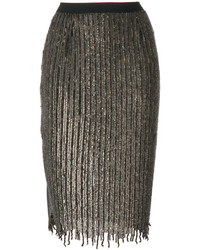 Темно-серая юбка-карандаш с пайетками с украшением от Aviu