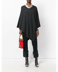 Темно-серое вязаное пончо от Tomas Maier