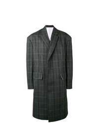 Темно-серое длинное пальто в клетку от Calvin Klein 205W39nyc