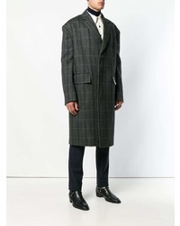 Темно-серое длинное пальто в клетку от Calvin Klein 205W39nyc