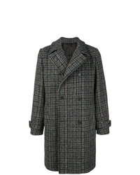 Темно-серое длинное пальто в клетку от Stella McCartney