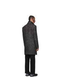 Темно-серое длинное пальто с узором "в ёлочку" от Mackage