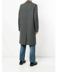 Темно-серое длинное пальто с узором "в ёлочку" от Harris Wharf London