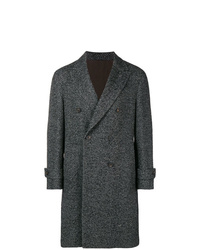 Темно-серое длинное пальто с узором зигзаг от Dell'oglio