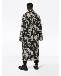 Темно-серое длинное пальто с цветочным принтом от Jil Sander