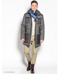 Темно-серое длинное пальто от GUESS