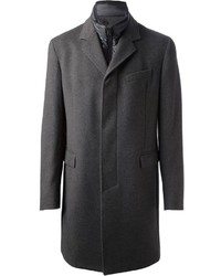 Темно-серое длинное пальто от Herno