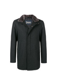 Темно-серое длинное пальто от Herno