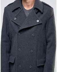 Темно-серое длинное пальто от Weekday