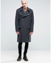 Темно-серое длинное пальто от Weekday
