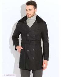 Темно-серое длинное пальто от Oodji