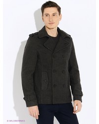 Темно-серое длинное пальто от Oodji