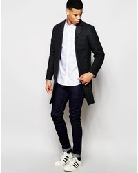 Темно-серое длинное пальто от Pull&Bear