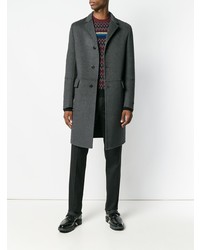 Темно-серое длинное пальто от Prada