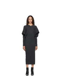 Темно-серое кашемировое вязаное вечернее платье