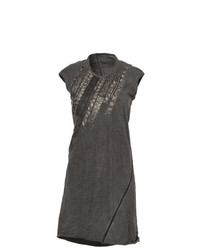 Темно-серое кожаное платье прямого кроя от Isaac Sellam Experience