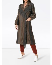 Женское темно-серое пальто c бахромой от Etro