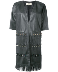 Женское темно-серое пальто c бахромой от Urban Code