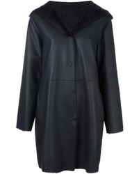 Темно-серое пальто в стиле пэчворк