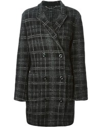 Женское темно-серое пальто в шотландскую клетку от Diesel