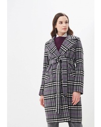 Женское темно-серое пальто в шотландскую клетку от Marco Bonne`