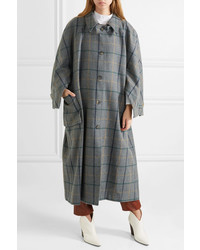 Темно-серое пальто-накидка в клетку от A.W.A.K.E.