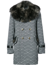 Женское темно-серое пальто с геометрическим рисунком от Marc Jacobs