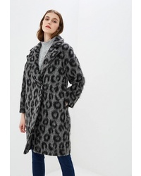 Женское темно-серое пальто с леопардовым принтом от Villagi