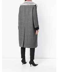 Темно-серое пальто с меховым воротником от Prada