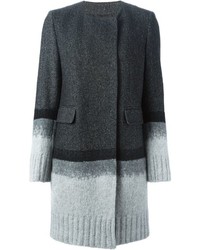 Женское темно-серое пальто с узором "в ёлочку" от Dondup