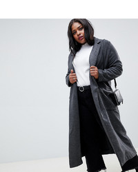 Женское темно-серое пальто с узором "в ёлочку" от Glamorous Curve