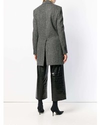 Женское темно-серое пальто с узором зигзаг от Saint Laurent