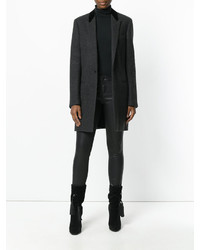 Женское темно-серое пальто от Saint Laurent