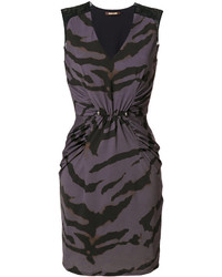 Темно-серое платье с принтом от Roberto Cavalli