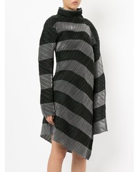 Темно-серое платье-свитер в горизонтальную полоску от Issey Miyake Vintage