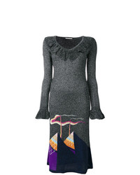 Темно-серое платье-свитер с принтом от Marco De Vincenzo