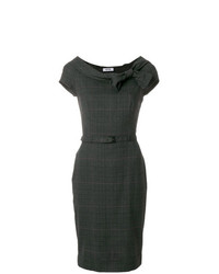 Темно-серое платье-футляр в шотландскую клетку от Moschino Vintage