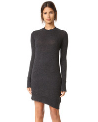 Темно-серое рваное платье-свитер