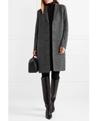 Женское темно-серое твидовое пальто с узором "в ёлочку" от Harris Wharf London