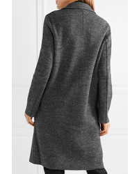 Женское темно-серое твидовое пальто с узором "в ёлочку" от Harris Wharf London