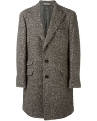 Мужское темно-серое твидовое пальто от Brunello Cucinelli