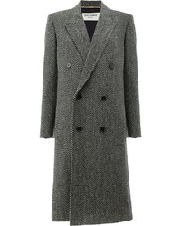 Женское темно-серое твидовое пальто от Saint Laurent